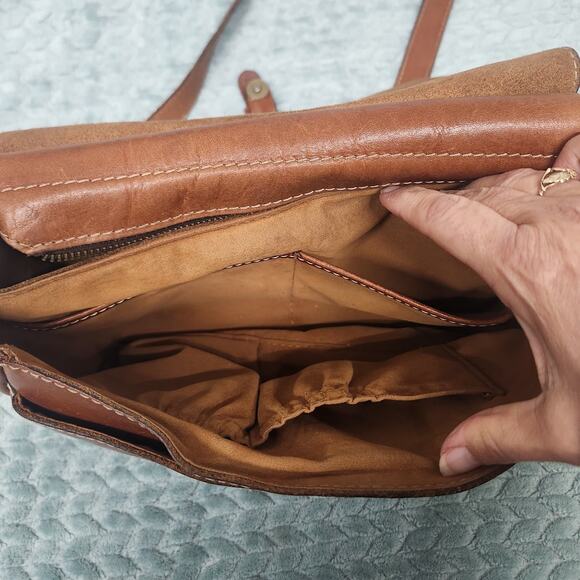 Patricia Nash Purse Leather London Saddle Bag Brown Crossbody - Picture 10 of 16